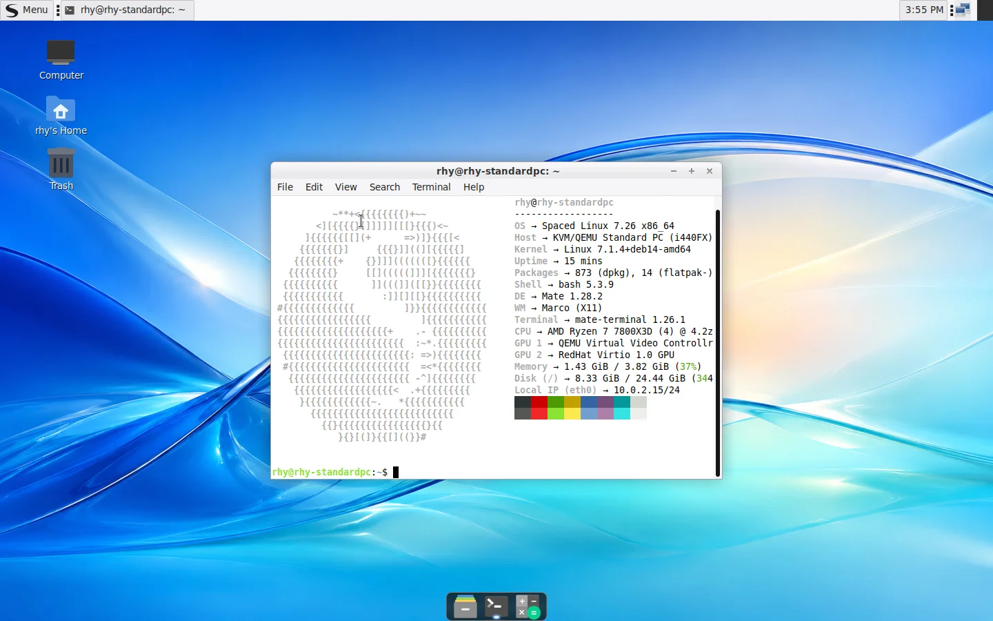 Spaced Linux macOS-style themed desktop