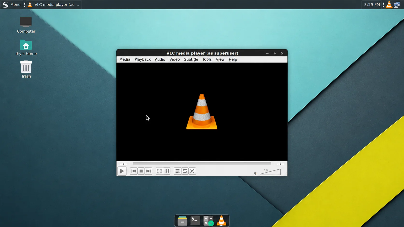 VLC running on a teal Spaced Linux desktop